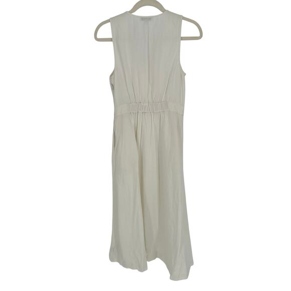 Madewell Button-Waist Wrap Midi Dress Linen Blend White Sleeveless Beach 4 - Picture 2 of 9